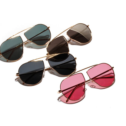 A1166 Polygonal Big Frame Sunglasses, Metal Frame Sunglasses For Women